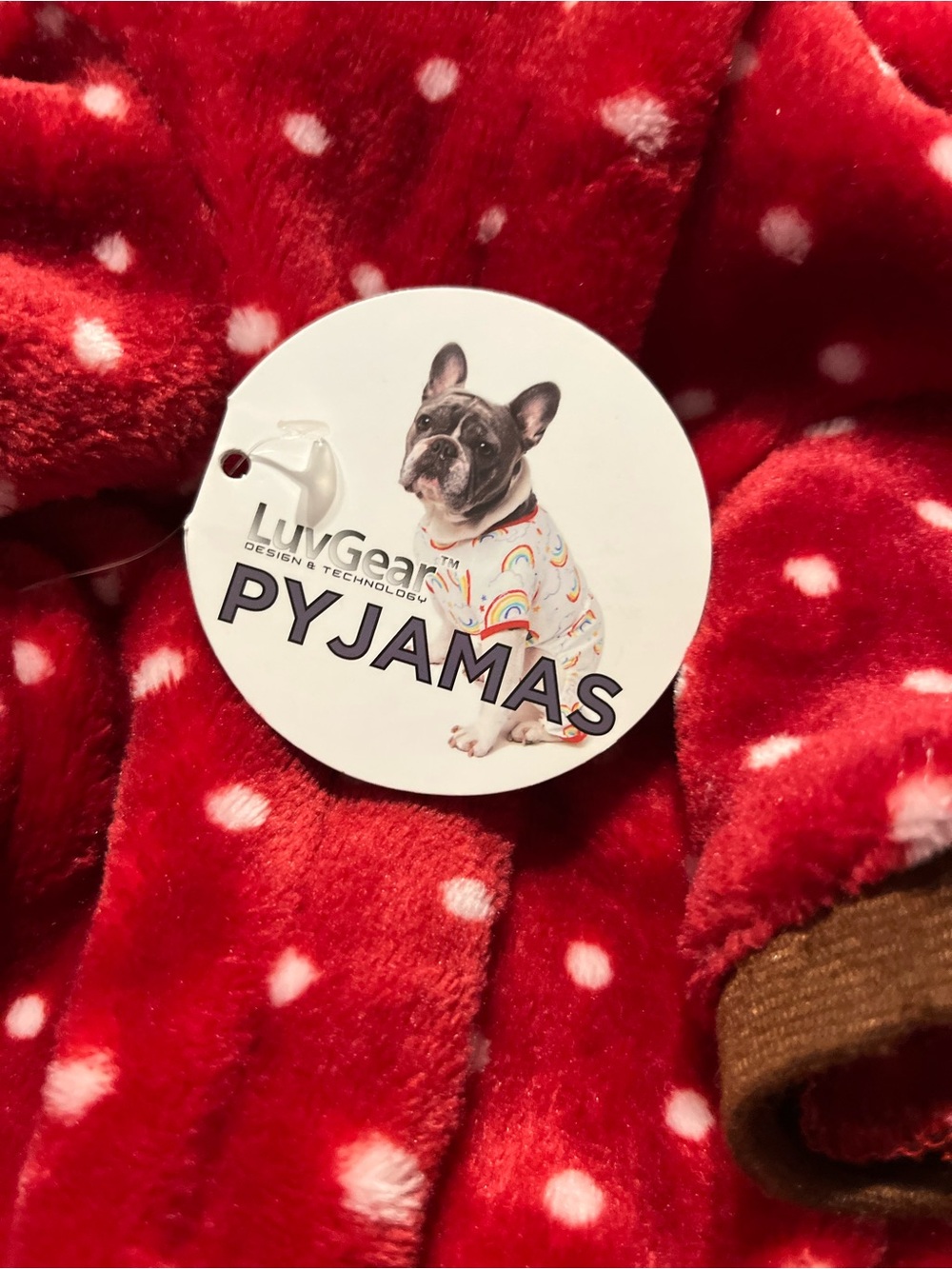New- Red Polka Dot Dog Pyjama Onesie size large